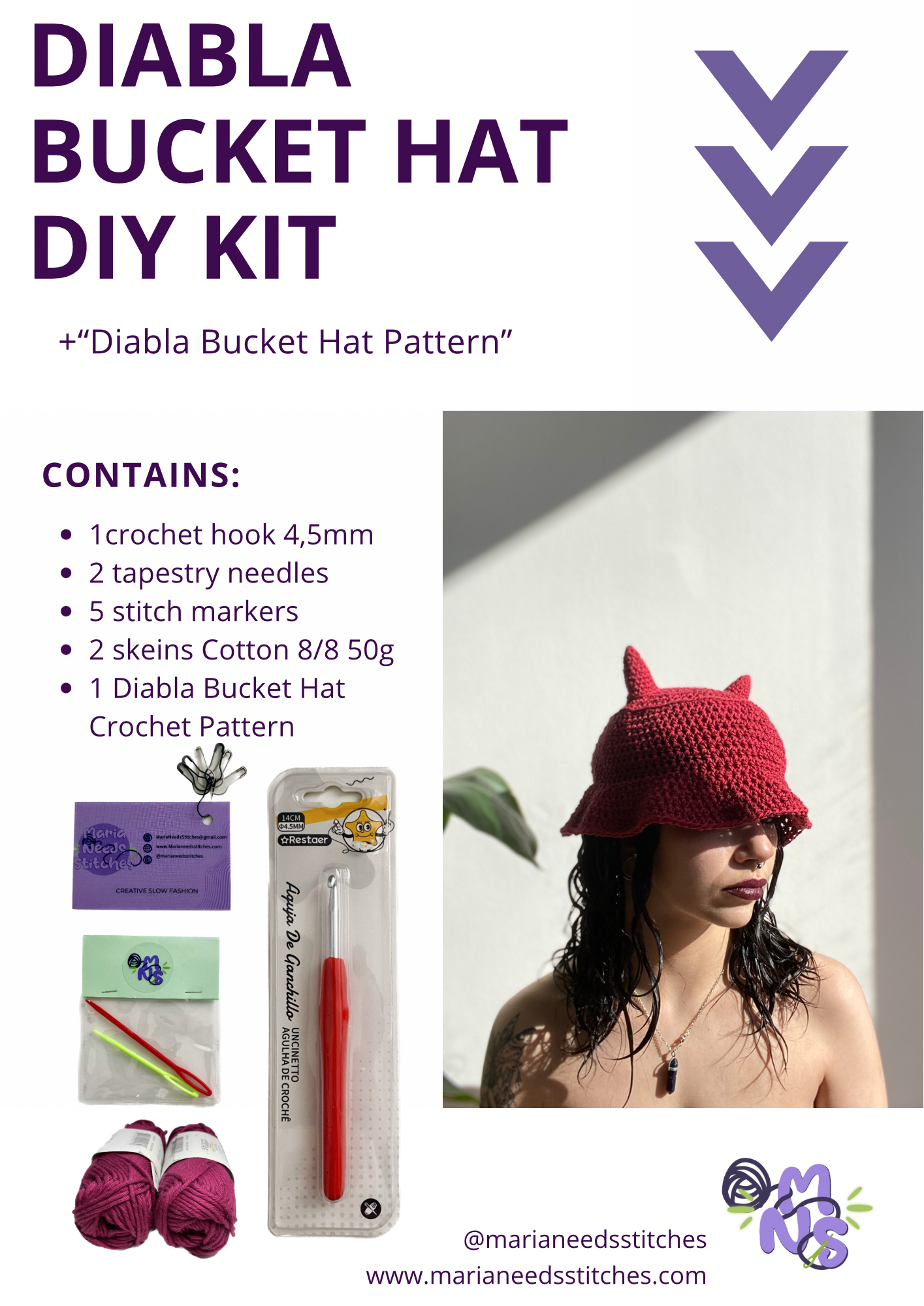 Diabla Bucket Hat Crochet DIY KIT – MariaNeedsStitches